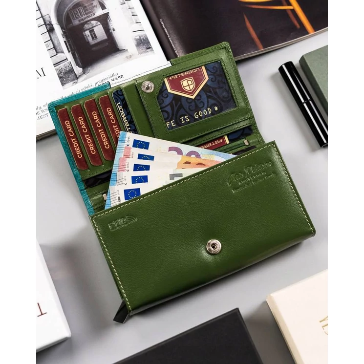 Peterson Piros Valódi bőr Női pénztárca