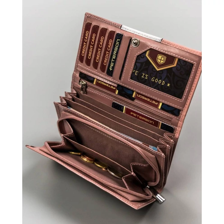 Peterson Piros Valódi bőr Női pénztárca