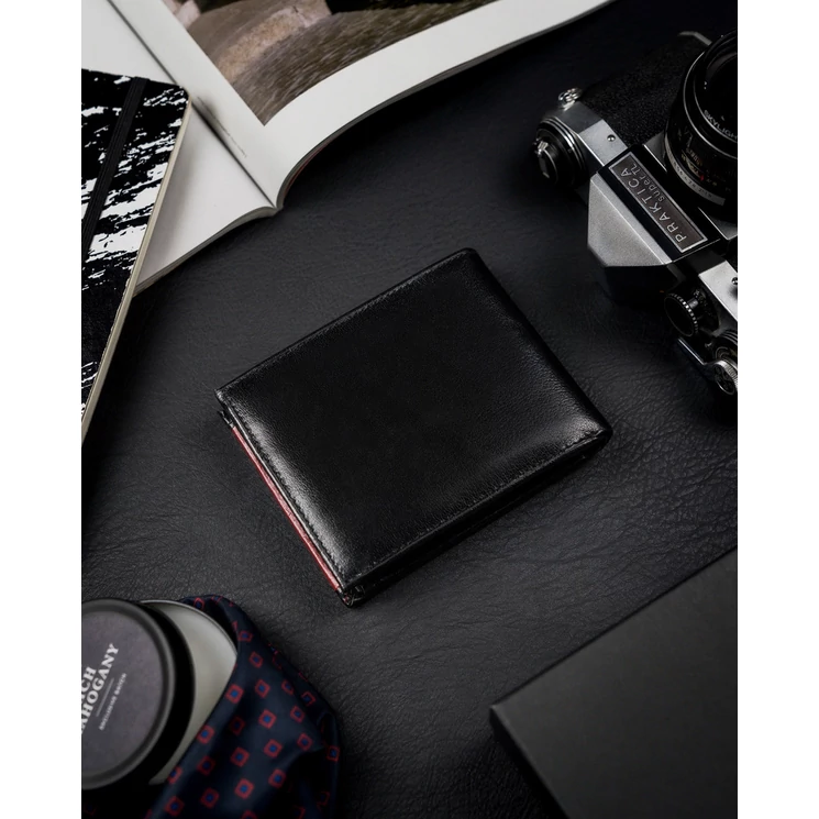 Valódi bőrből készült férfi pénztárca cipzáros rekesszel RFID védelemmel