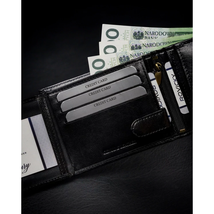 Valódi bőrből készült férfi pénztárca cipzáros rekesszel RFID védelemmel