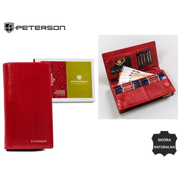  Valódi bőr Női pénztárca piros színben