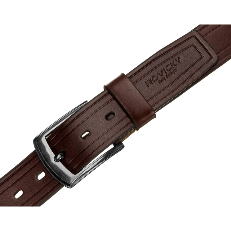 ROVICKY Férfi bőr öv kék színben 110 cm díszdobozban