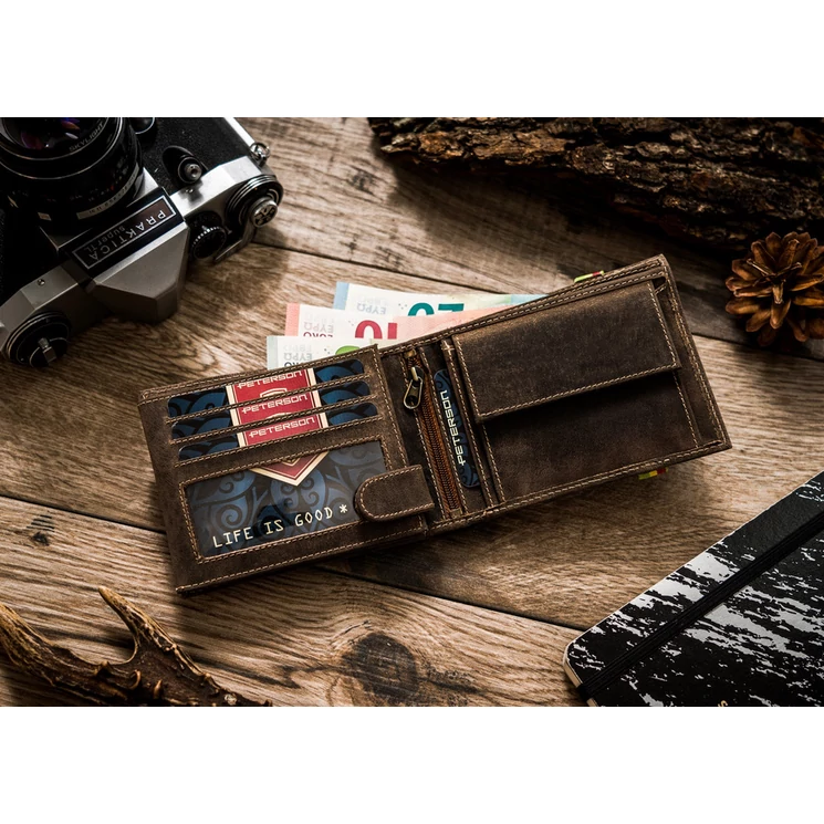 Peterson Valódi bőr Férfi pénztárca Rfid rendszerrel