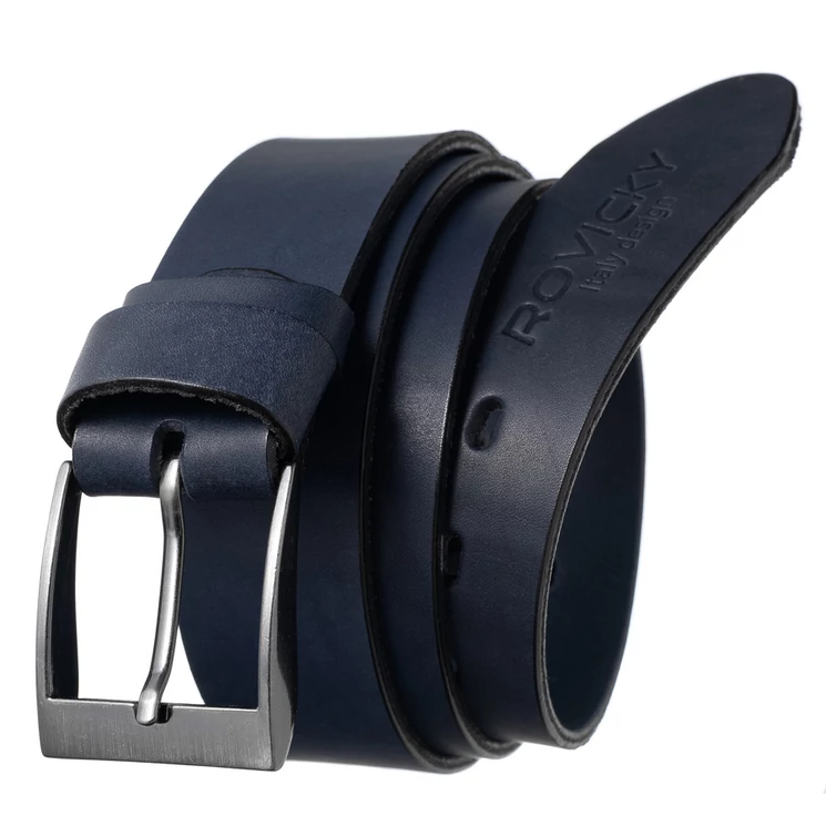 ROVICKY Férfi bőr öv kék színben 120 cm