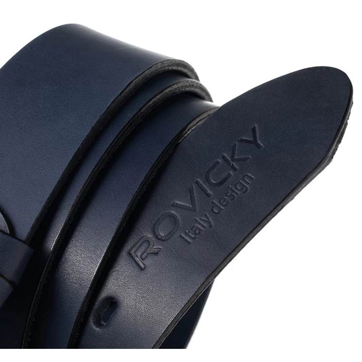 ROVICKY Férfi bőr öv kék színben 120 cm