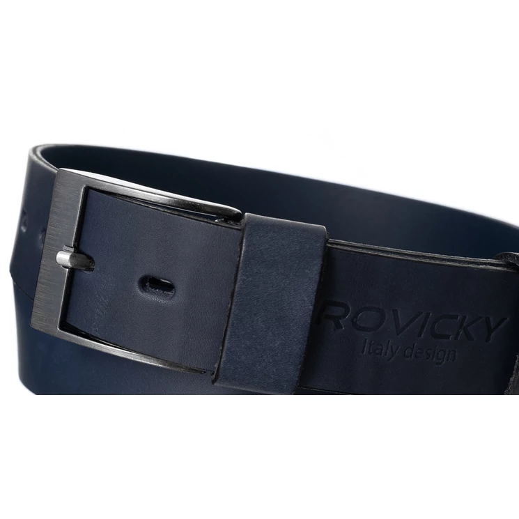 ROVICKY Férfi bőr öv kék színben 120 cm