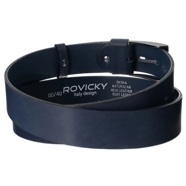 ROVICKY Férfi bőr öv kék színben 120 cm