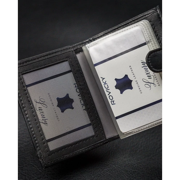 LOREN Elegáns Férfi pénztárca fényes valódi bőrből