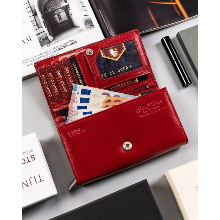 Peterson Piros Valódi bőr Női pénztárca