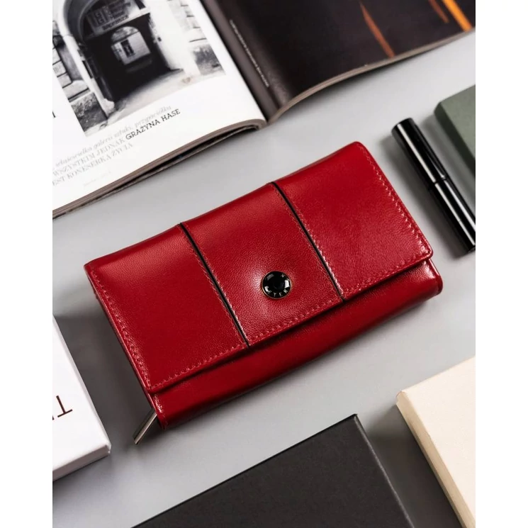 Peterson Piros Valódi bőr Női pénztárca