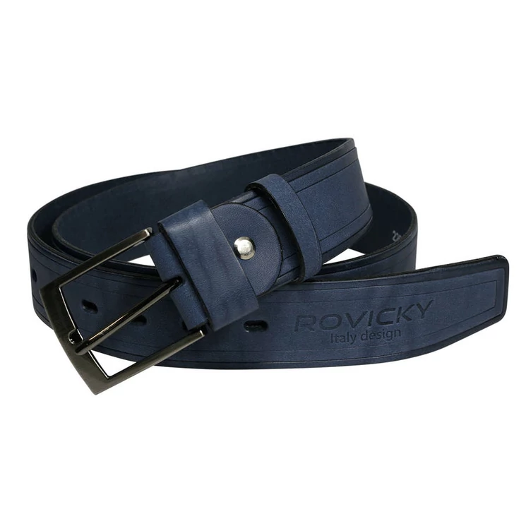 ROVICKY Férfi bőr öv kék színben