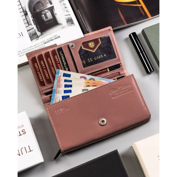 Peterson Piros Valódi bőr Női pénztárca