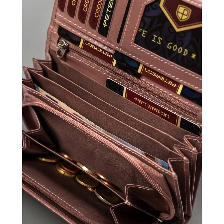 Peterson Piros Valódi bőr Női pénztárca