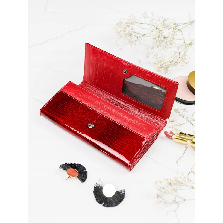 Lakk Valódi bőr  Női pénztárca RFID védelemmel