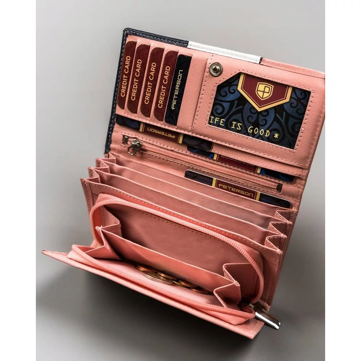 Peterson Piros Valódi bőr Női pénztárca