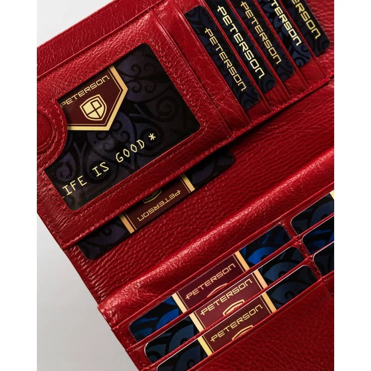  Valódi bőr Női pénztárca piros színben