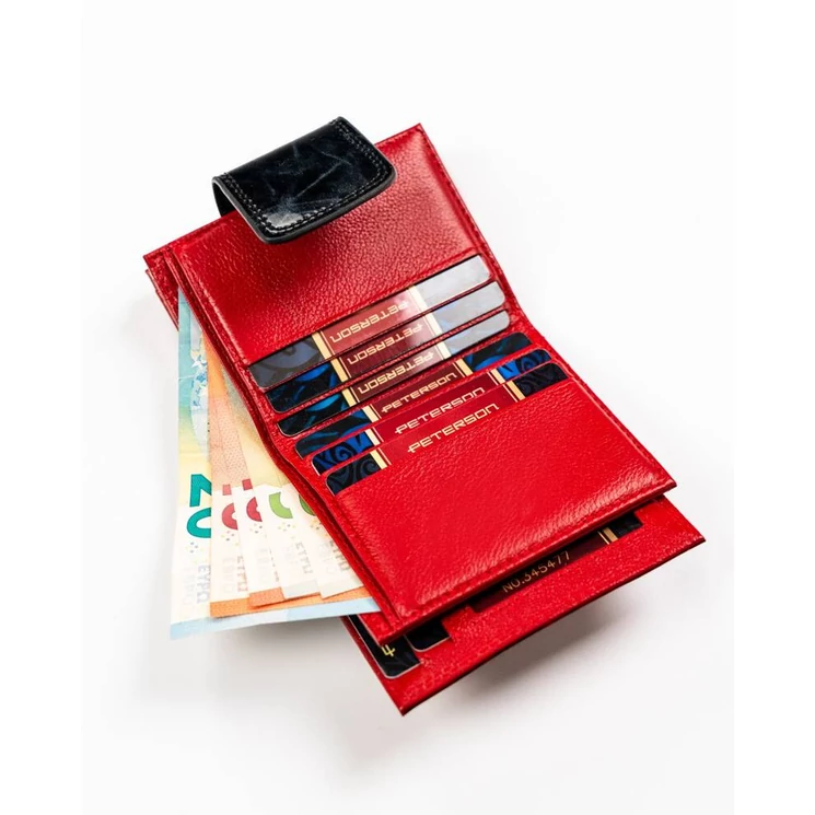 Kis méretű Lakk valódi bőr Női pénztárca pillangó mintával