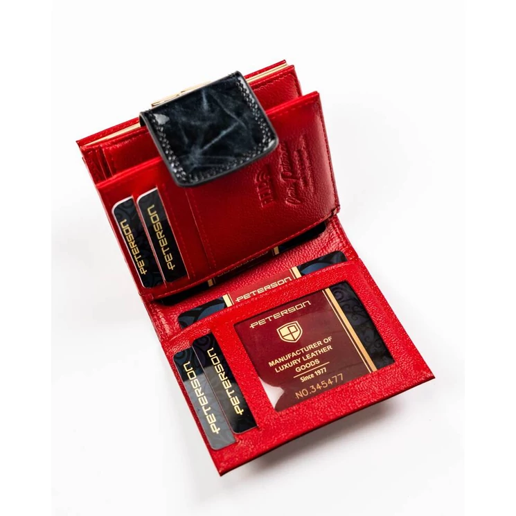 Kis méretű Lakk valódi bőr Női pénztárca pillangó mintával