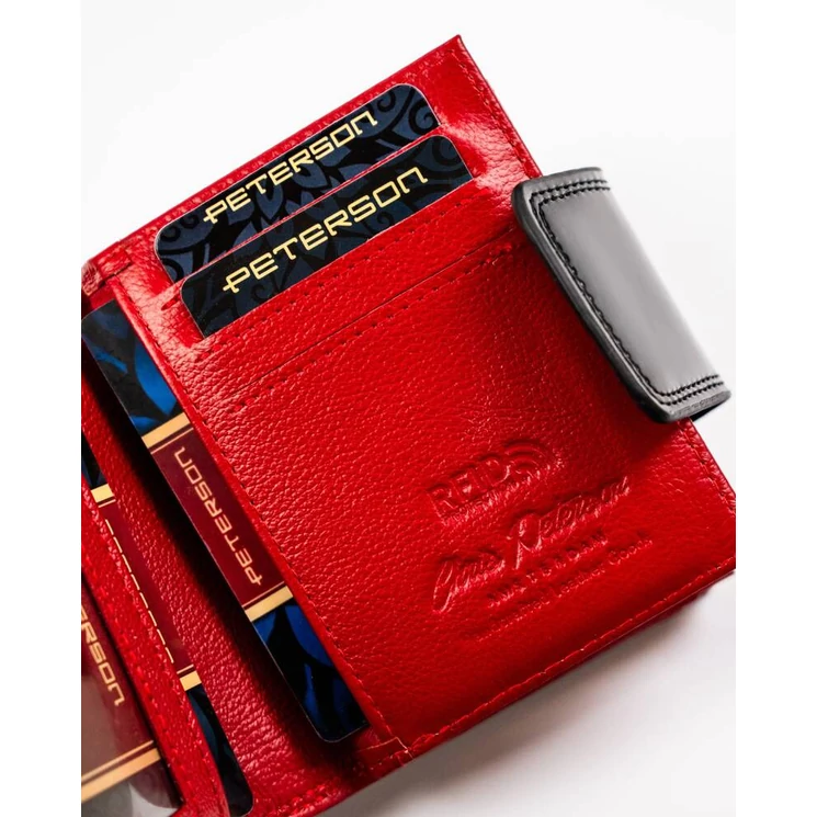 Kis méretű Lakk valódi bőr Női pénztárca pillangó mintával