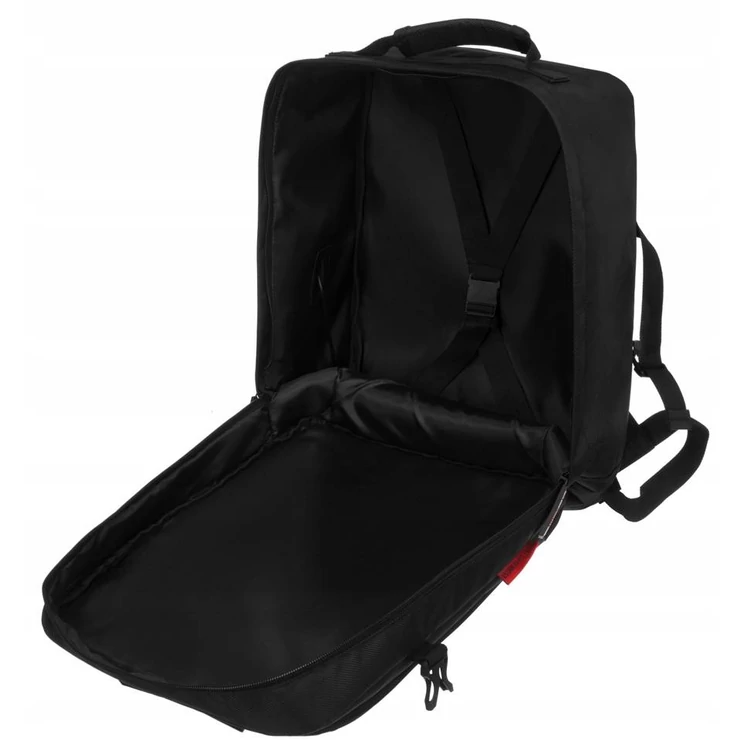 Peterson 3- Funkciós Utazó Hátizsák, WizzAir méretű 40x30x20cm, Fekete-piros Színben / bővíthető /USB csatlakozóval