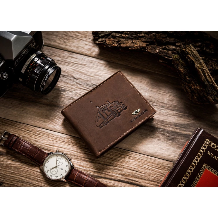 Peterson Valódi Bőr Férfi pénztárca kamionos motívummal