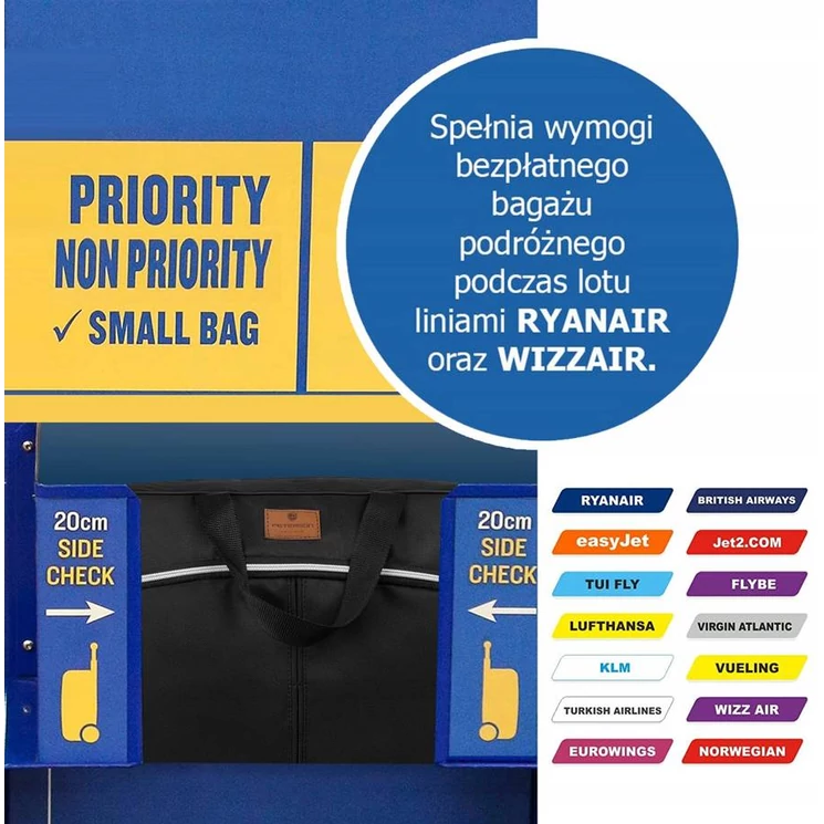 Peterson Fedélzeti táska Ryanair fedélzeti ingyenes méret 40 x 20 x 25 cm