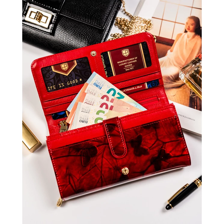  Piros Lakkbőr Női pillangós pénztárca