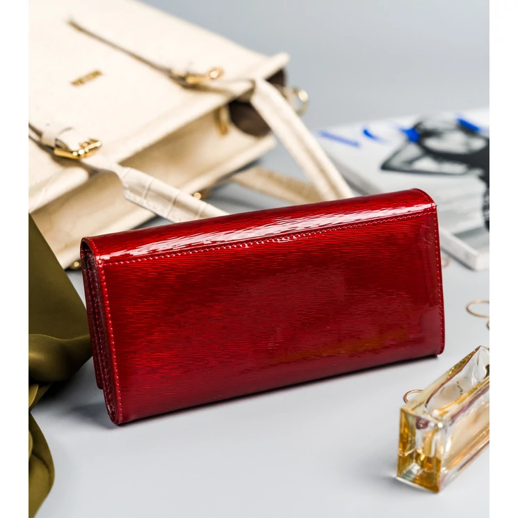 Lakk Valódi bőr Női pénztárca RFID védelemmel