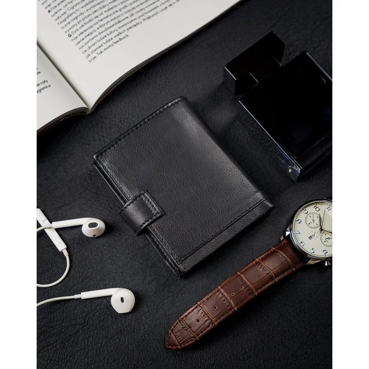 LOREN Elegáns Férfi pénztárca fényes valódi bőrből