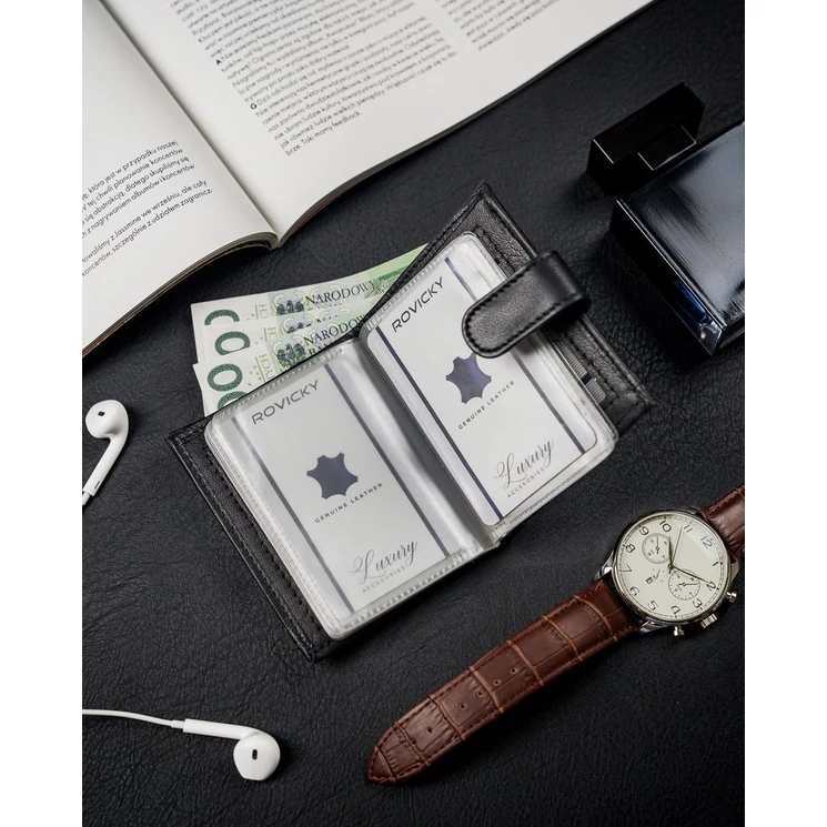 LOREN Elegáns Férfi pénztárca fényes valódi bőrből