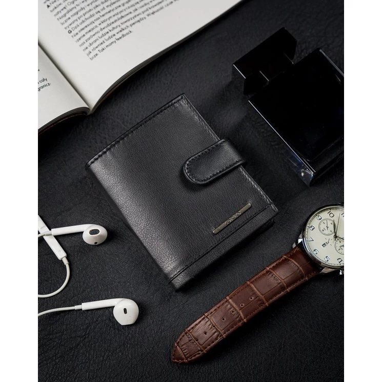 LOREN Elegáns Férfi pénztárca fényes valódi bőrből