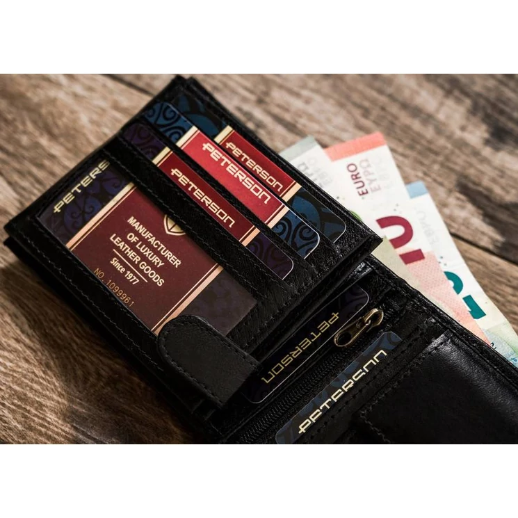 Peterson Valódi Bőr Férfi pénztárca RFID védelemmel