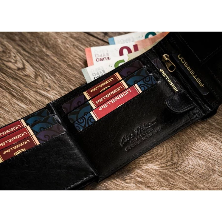Peterson Valódi Bőr Férfi pénztárca RFID védelemmel