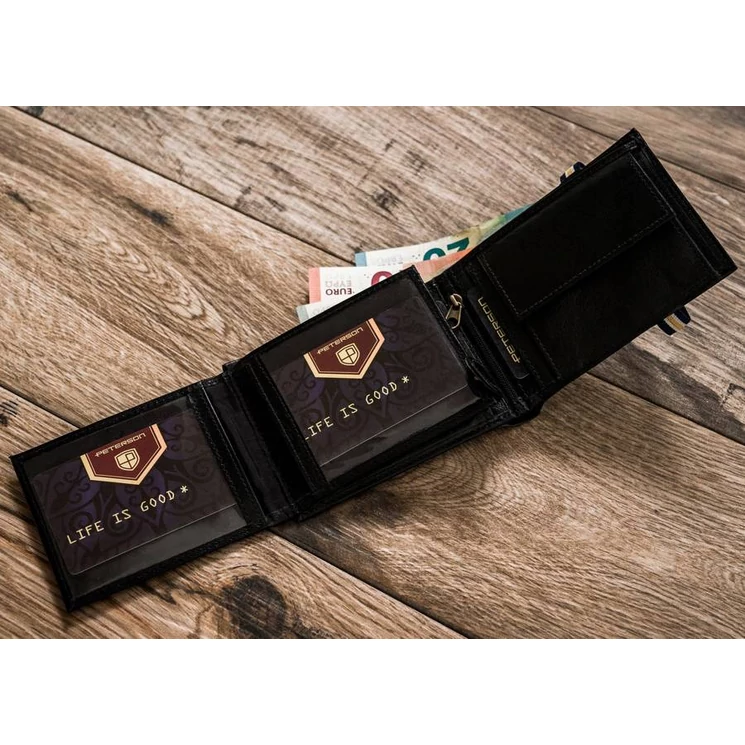 Peterson Valódi Bőr Férfi pénztárca RFID védelemmel