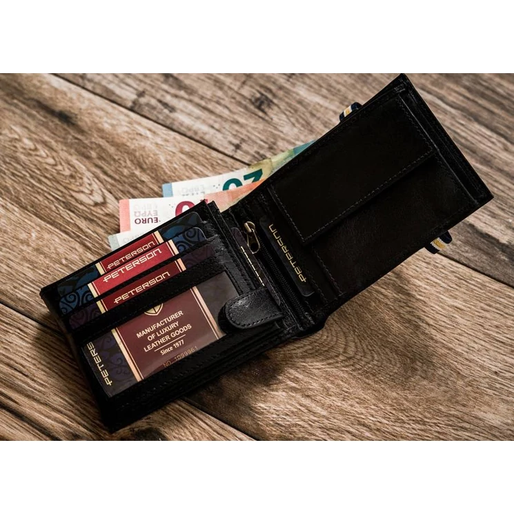 Peterson Valódi Bőr Férfi pénztárca RFID védelemmel