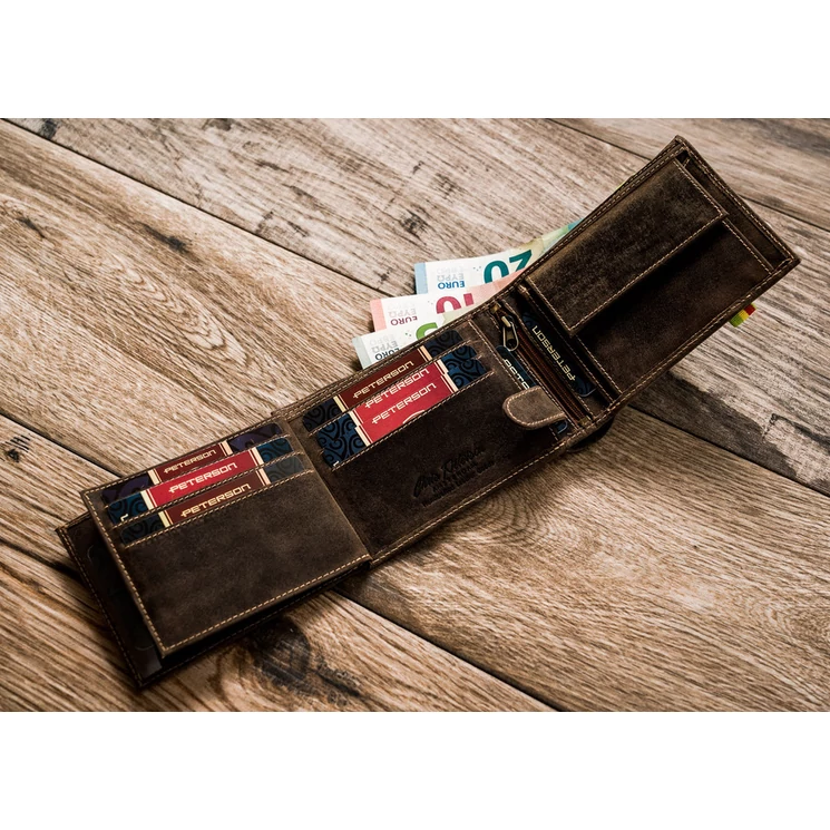 Peterson Valódi bőr Férfi pénztárca Rfid rendszerrel