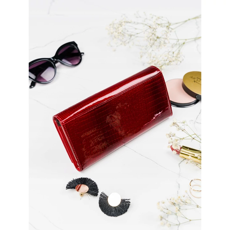 Lakk Valódi bőr  Női pénztárca RFID védelemmel