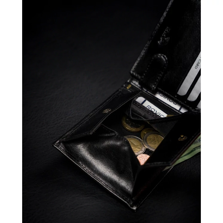 Valódi bőrből készült férfi pénztárca cipzáros rekesszel RFID védelemmel