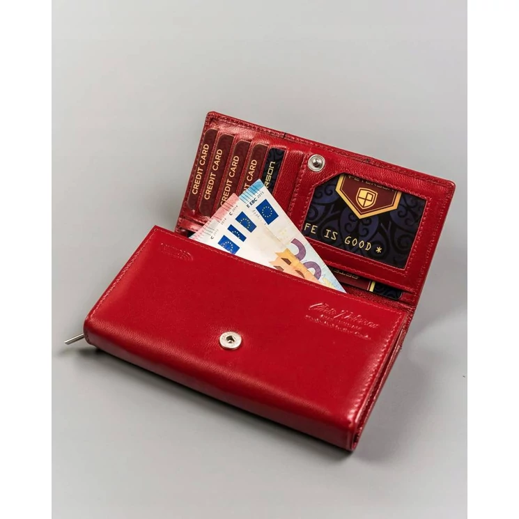 Peterson Piros Valódi bőr Női pénztárca