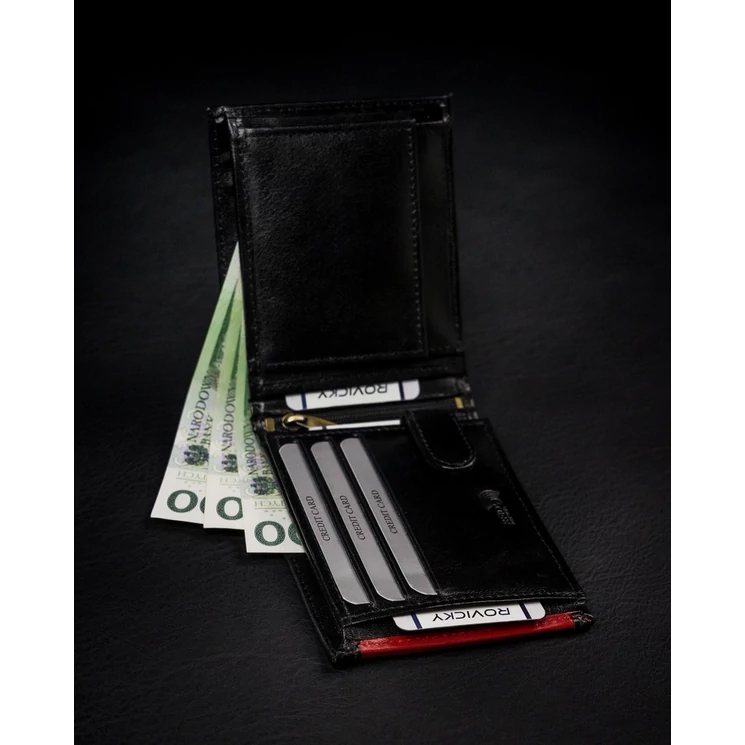 Valódi bőrből készült férfi pénztárca cipzáros rekesszel RFID védelemmel