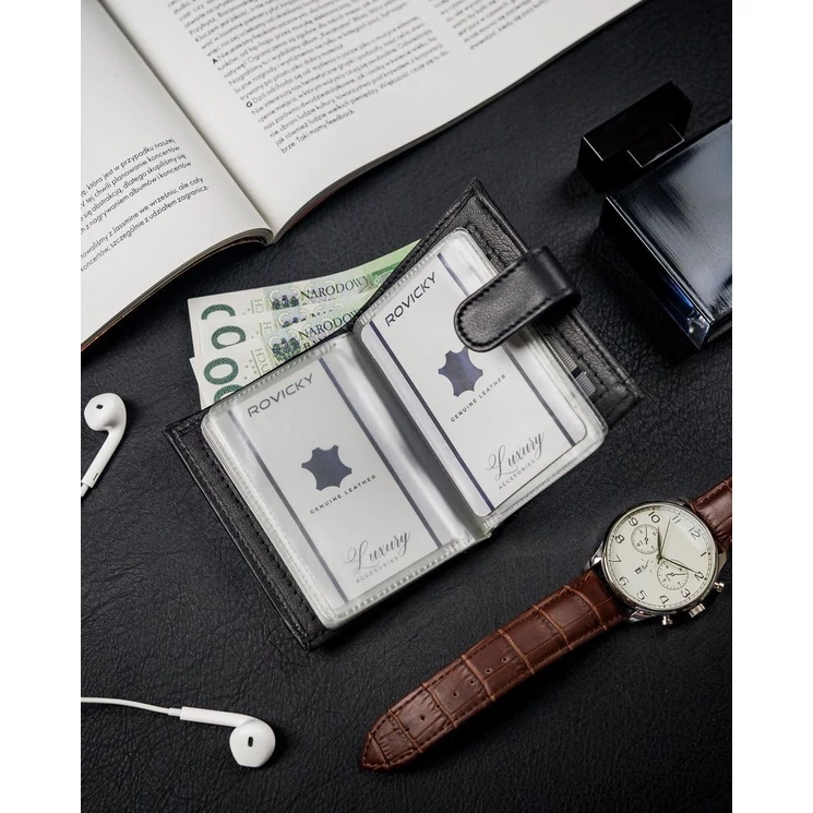 LOREN Elegáns Férfi pénztárca fényes valódi bőrből