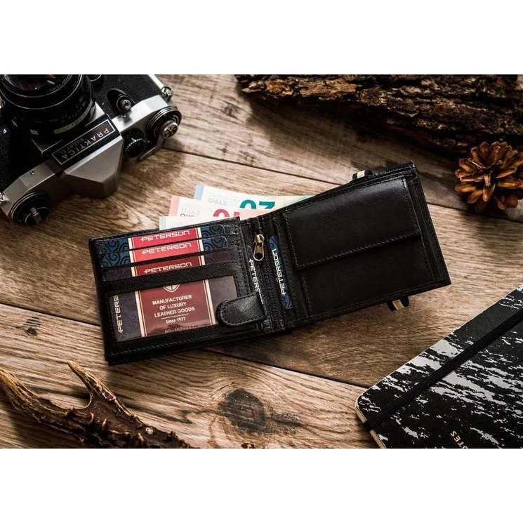 Peterson Valódi Bőr Férfi pénztárca RFID védelemmel