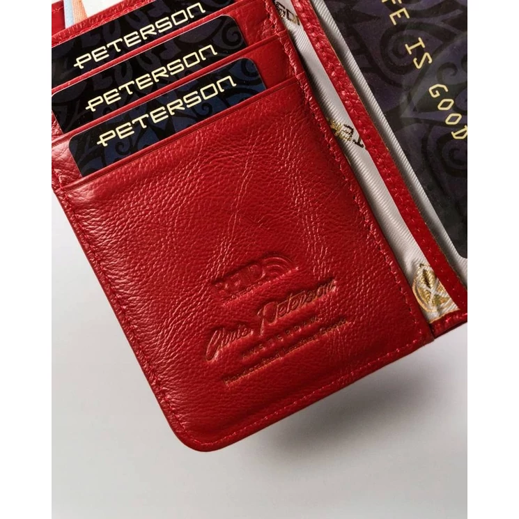 Valódi  bőr Női pénztárca piros színben