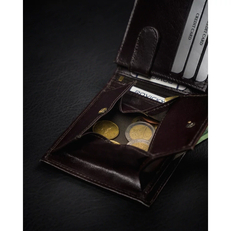 Valódi bőrből készült férfi pénztárca cipzáros rekesszel RFID védelemmel