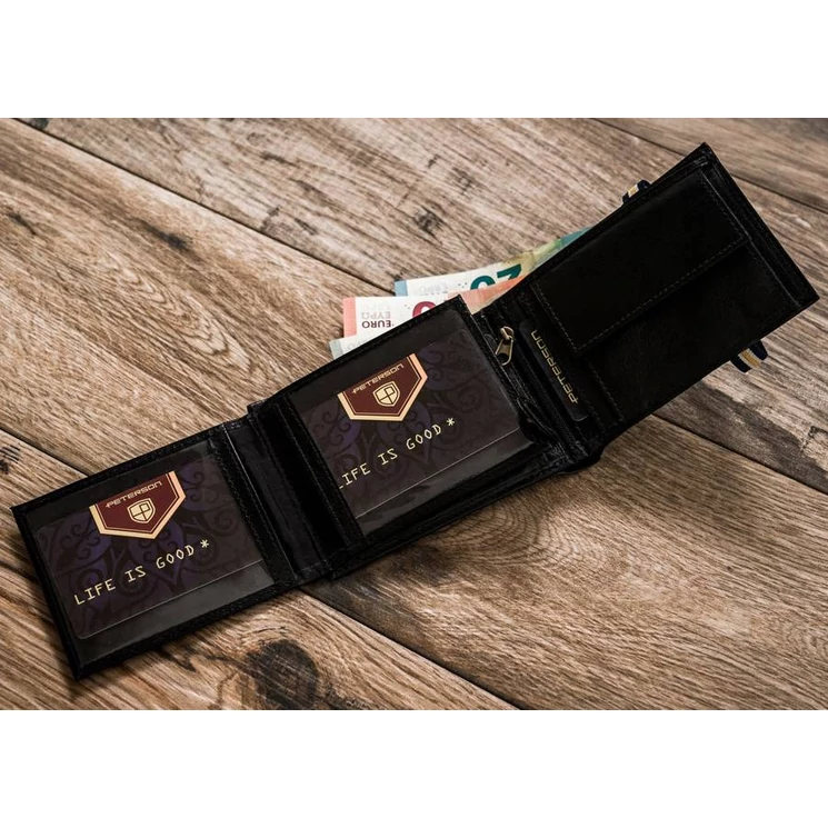 Peterson Valódi Bőr Férfi pénztárca RFID védelemmel