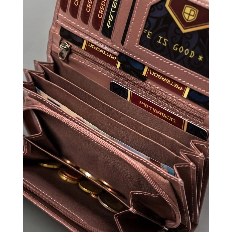 Peterson Piros Valódi bőr Női pénztárca