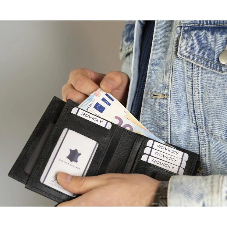 ROVICKY Valódi bőr Férfi pénztárca