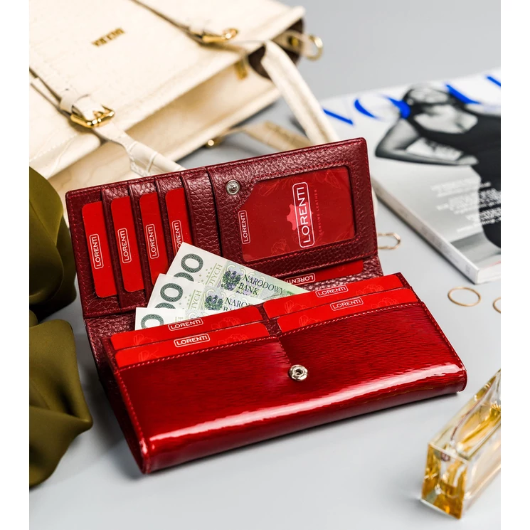 Lakk Valódi bőr Női pénztárca RFID védelemmel