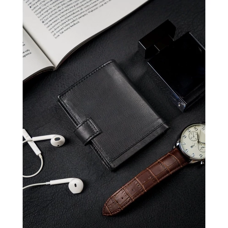 LOREN Elegáns Férfi pénztárca fényes valódi bőrből