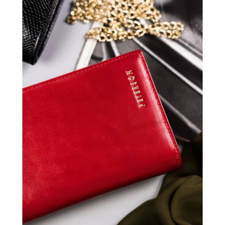  Valódi bőr Női pénztárca piros színben